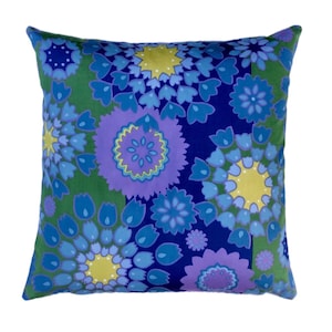 Bevis Granada vintage cushion cover, floral abstract, mid century, blue purple green
