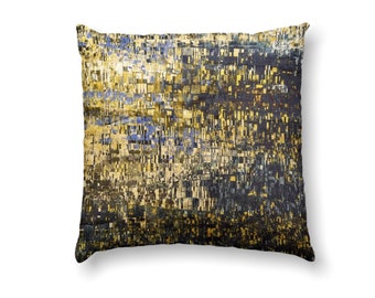 Chivasso Broken Pieces velvet cushion cover, black gold cushion, abstract velvet