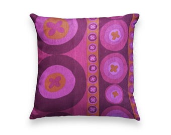 Vintage purple linen cushion cover | mid century cushion | 60s cushion | vintage decor | Moygashel