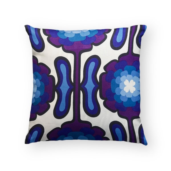 Vintage Bevis Apollo cushion cover, blue purple cushion, op art, mid century cushion