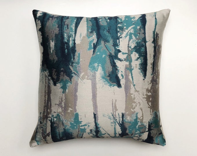 Harlequin Takara Cushion Cover in Teal/ink, Ink Print Splashes, Shibori