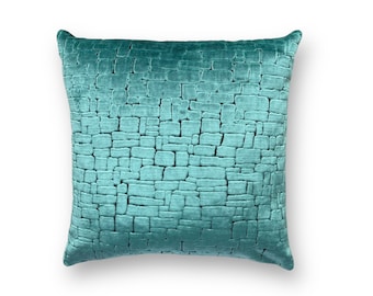 Harlequin Ascent velvet cushion cover in turquoise, textured velvet cushion