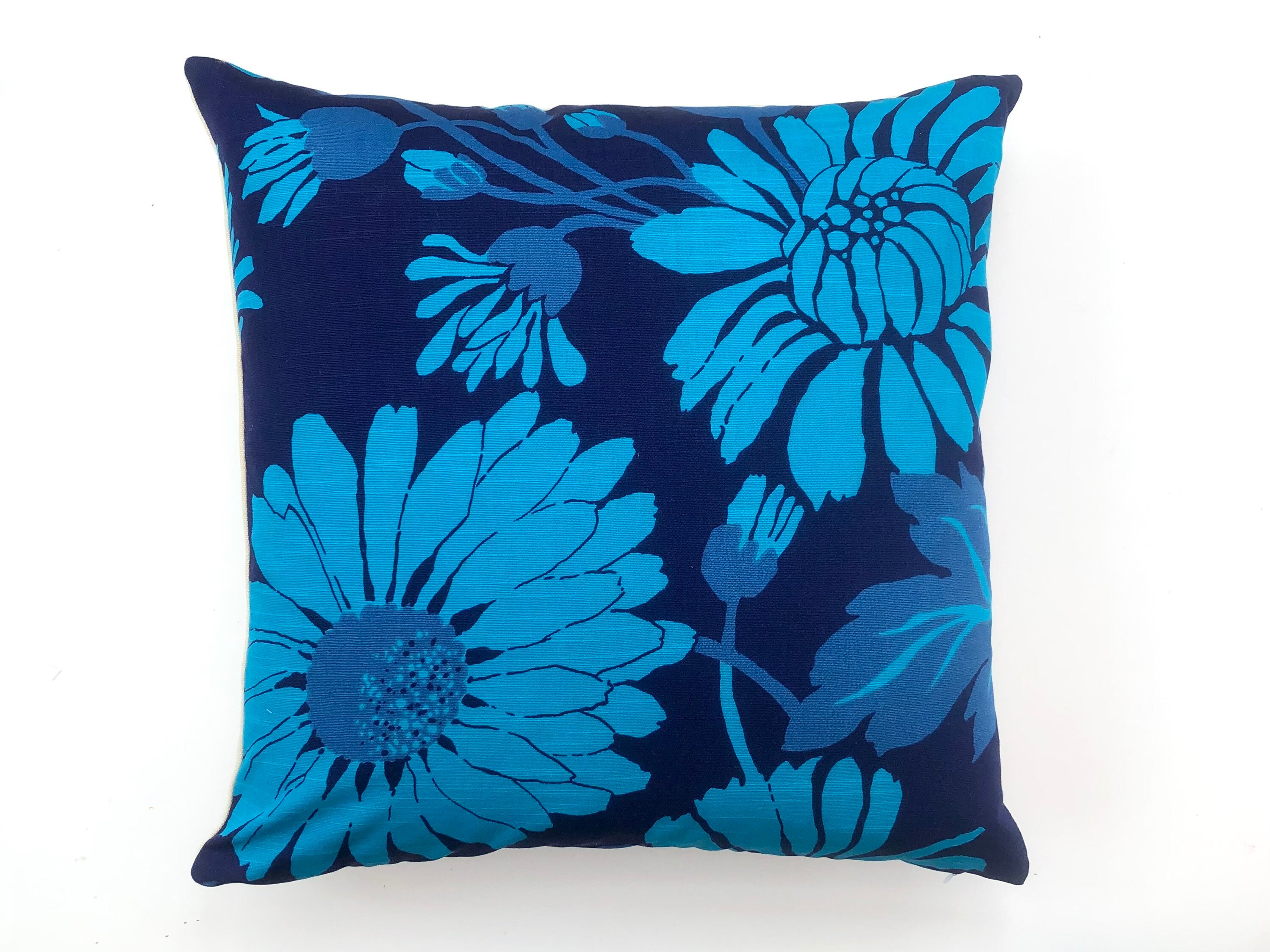 Vintage Navy Blue Floral Cushion Cover Retro Flower Boras Etsy UK