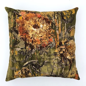 Vintage Sanderson Primitif cushion cover, sunflower, modernist, mid century, botanical pillow