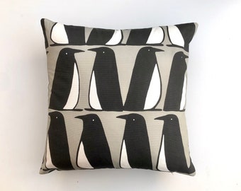 Scion Pedro penguin cushion cover in black white grey, Harlequin, monochrome