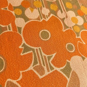 mid century orange vintage Heals cushion cover, Florabunda by Peter Hall, retro floral, green turquoise blue cushion image 4