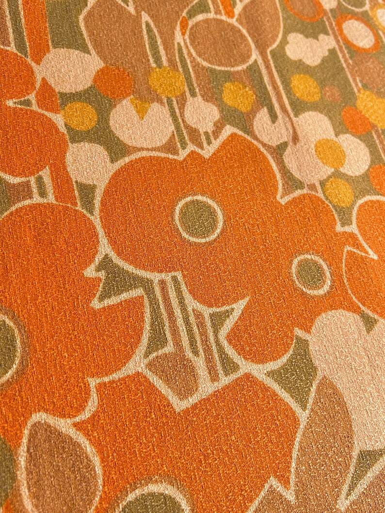 mid century orange vintage Heals cushion cover, Florabunda by Peter Hall, retro floral, green turquoise blue cushion image 4