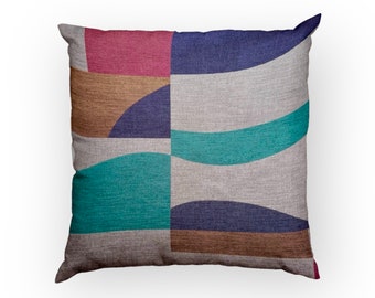 Harlequin Bodega cushion cover - Indigo/Mandarin/Fuchsia - retro cushion - pink turquoise cushion