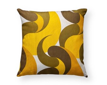 Vintage Francis Price retro swirl cushion cover, 'Morpeth', mid century cushion, yellow green cushion