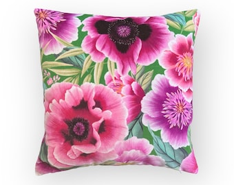Harlequin Marsha velvet cushion cover in Apple / Peony / Magenta, poppy cushion