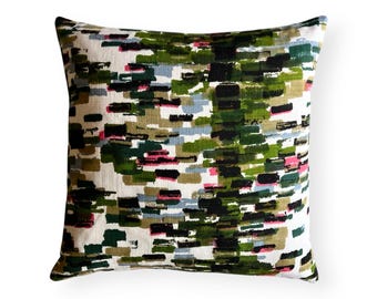 Vintage Tootal 'Bricks' cushion cover, 50s decor, mid century pillow, green pink cushion