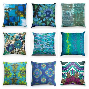 mid century orange vintage Heals cushion cover, Florabunda by Peter Hall, retro floral, green turquoise blue cushion image 5