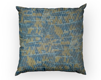 Mid century style cushion cover in Arrow by G Plan - Treetop - blue brass - geometric cushion - vintage interior