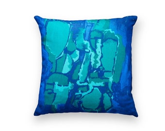 Vintage Francis Price cushion cover, 'Constance', mid century cushion, blue turquoise cushion