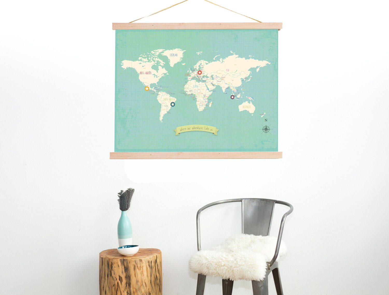 World Map Wall Art, My Travels Personalized World Map Print, 24x18 ...