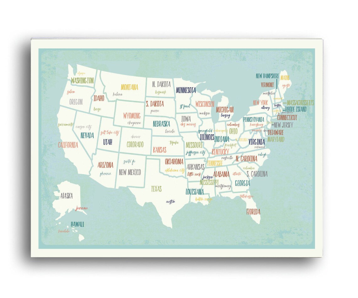 Printable USA Map Map Wall Art Digital Download Travel Map | Etsy