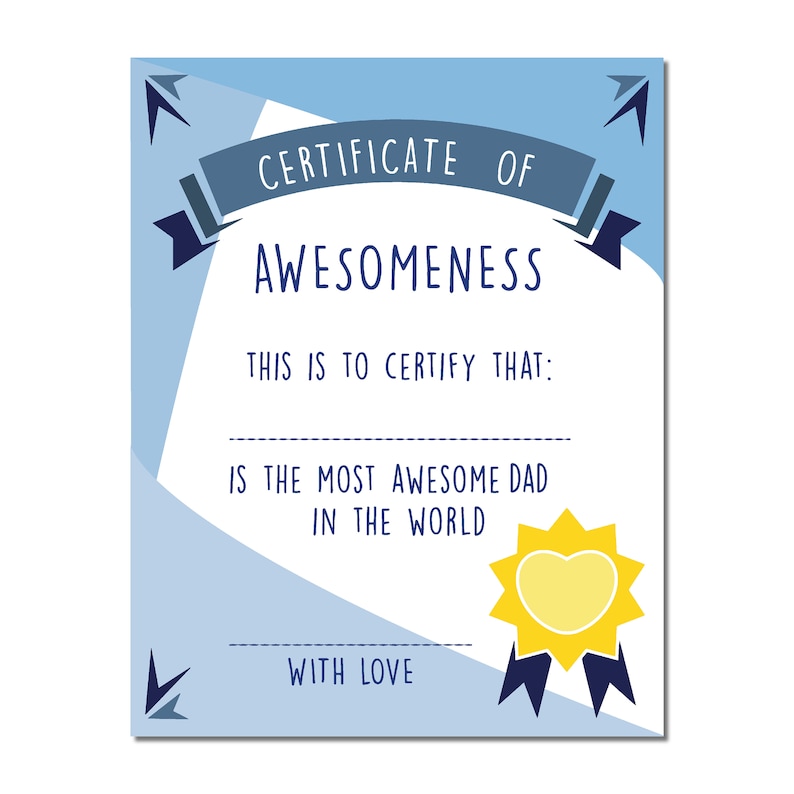 Dad Award Certificate Best Dad Award Father's Day Sign Etsy