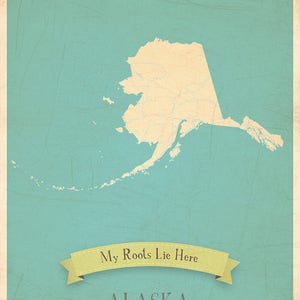 Map Wall Decor, Map Poster, Map Art Print, Map Print, 11x14, Customized Print, Alaska Roots Map image 2