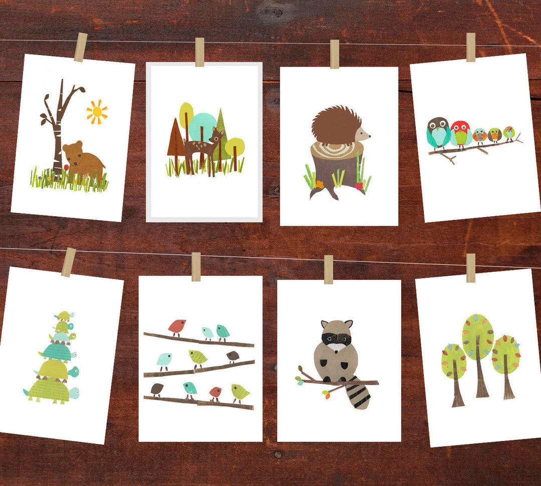 Printable Forest Animals Wall Cards, Digital Download Print, Kid's Room ...