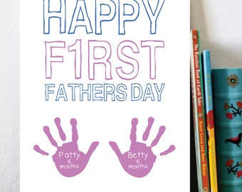 Happy first fathers day, First fathers day gift, Kids Handprint Art, Fathers day gift from kids, Personalized fathers day gift, Gift for dad