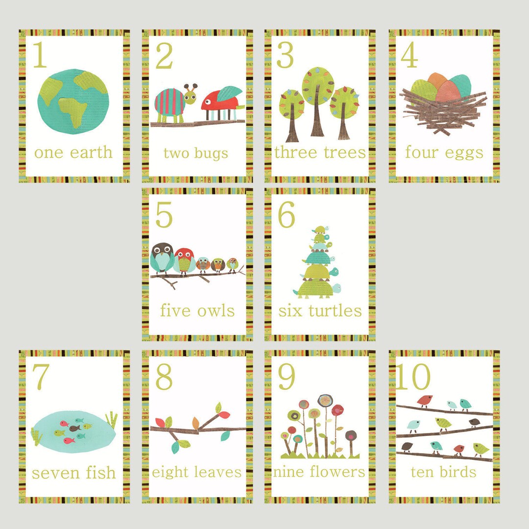 Printable Numbers Flash Cards, Nature Themed Counting Wall Cards ...