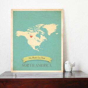 Choose Your Continent Personalized Vintage Map Wall Art 11x14