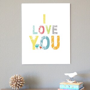 I LOVE You Childrens Wall Art Poster 11x14 and more sizes