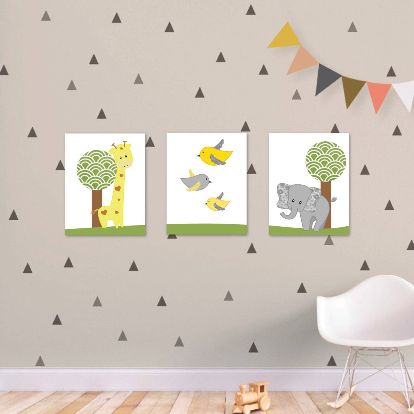 Yellow Grey Elephant Nursery Wall Artelephant Nursery Wall Etsy