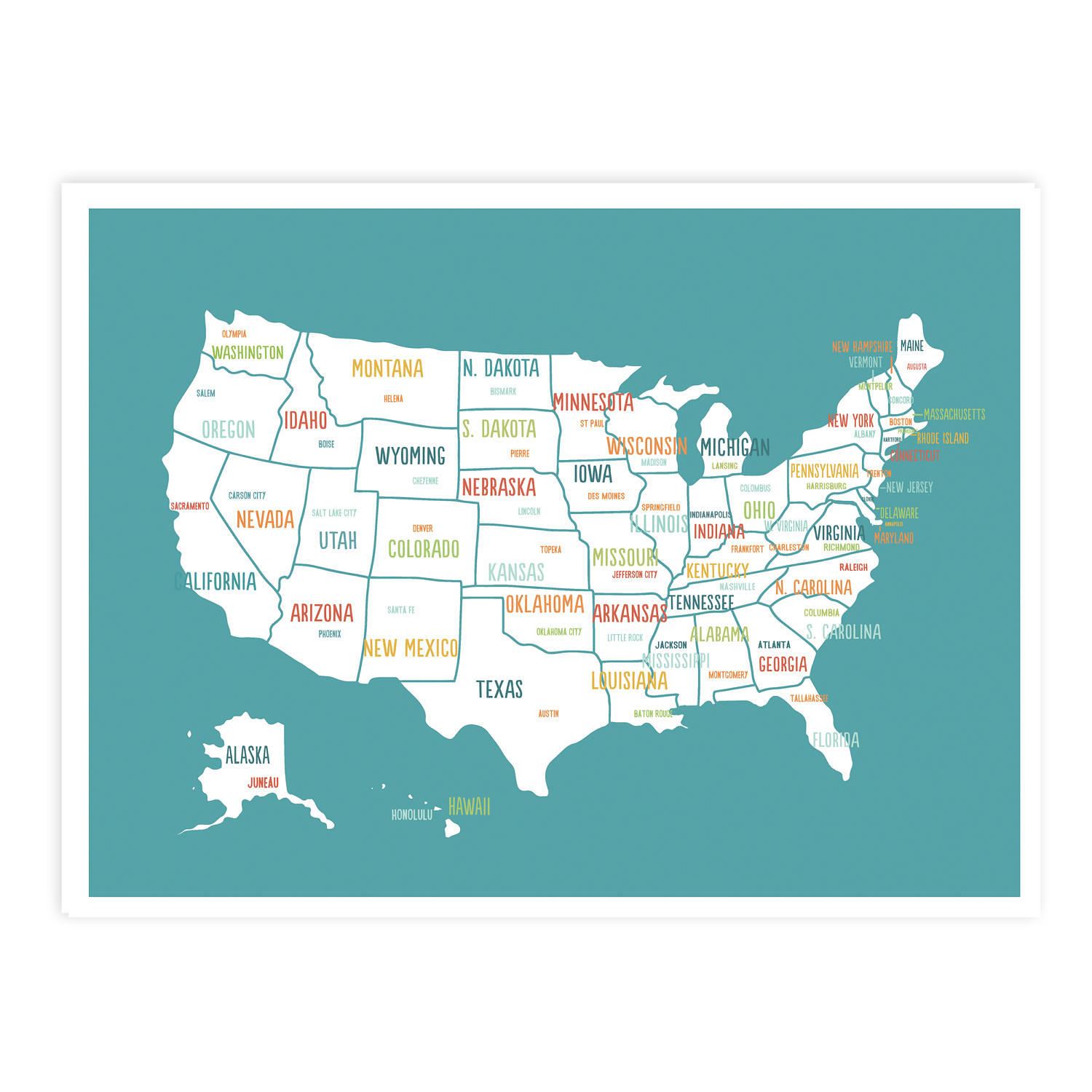 Us Map For Kids United States Map Digital Download Map Travel Map Usa Map | Etsy Canada