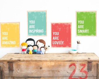 You Are Collection, Four 11x14" Prints, Typography art, Kid's Wall Art, Motivational Art, Inspirational Art, Teens Room