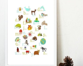 Nature-Themed Alphabet Wall Cards - 8x10 Inch Prints, Kid's Room Decor, Nursery Art, Gender Neutral