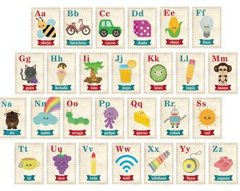 Spanish Abc Cards Etsy