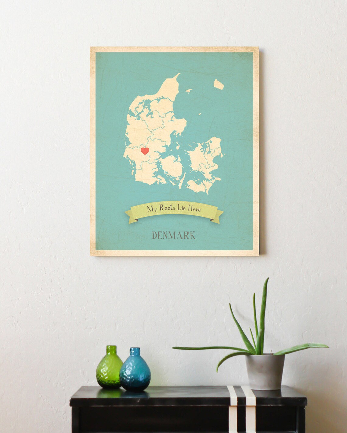 Customized My Roots Vintage Map Wall Art 11x14, Choose Your Country ...