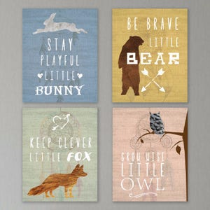 Bos kinderkamer muurdecoratie, babydecoratie voor kinderkamer, bosdieren kunst aan de muur, wanddecoraties voor kinderkamer, bosdieren kinderkamer