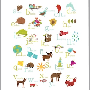Printable Spanish Alphabet Wall Art, Digital Download Print, 11x14, Animal Prints, Abc Art ...
