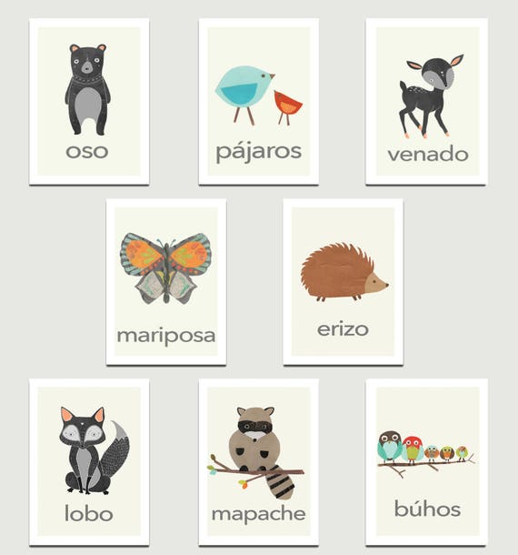 Nature Animal Mini Wall Art Prints - Set Of Eight 5x7, Kids Room Decor, Gender Neutral