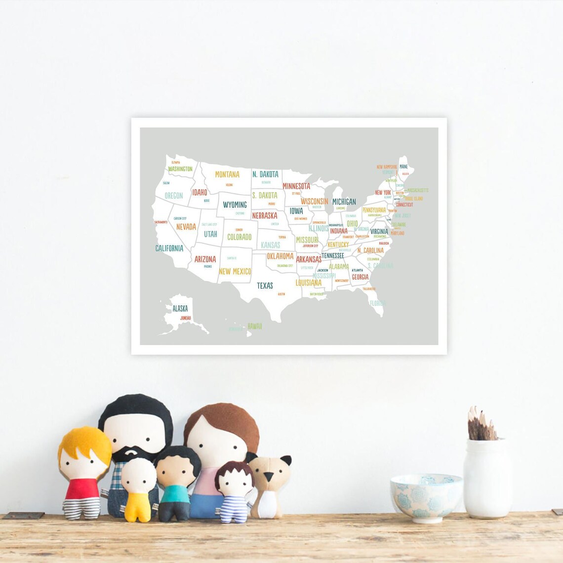 Printable United States Map, Digital Download Map, Travel Map, Usa Map ...