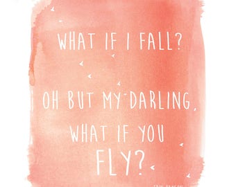 What If You Fly Inspirational Art Print, 8x10, 11x14, Nursery Wall Art, Kid's Art Decor, Children's Room, Gender Neutral