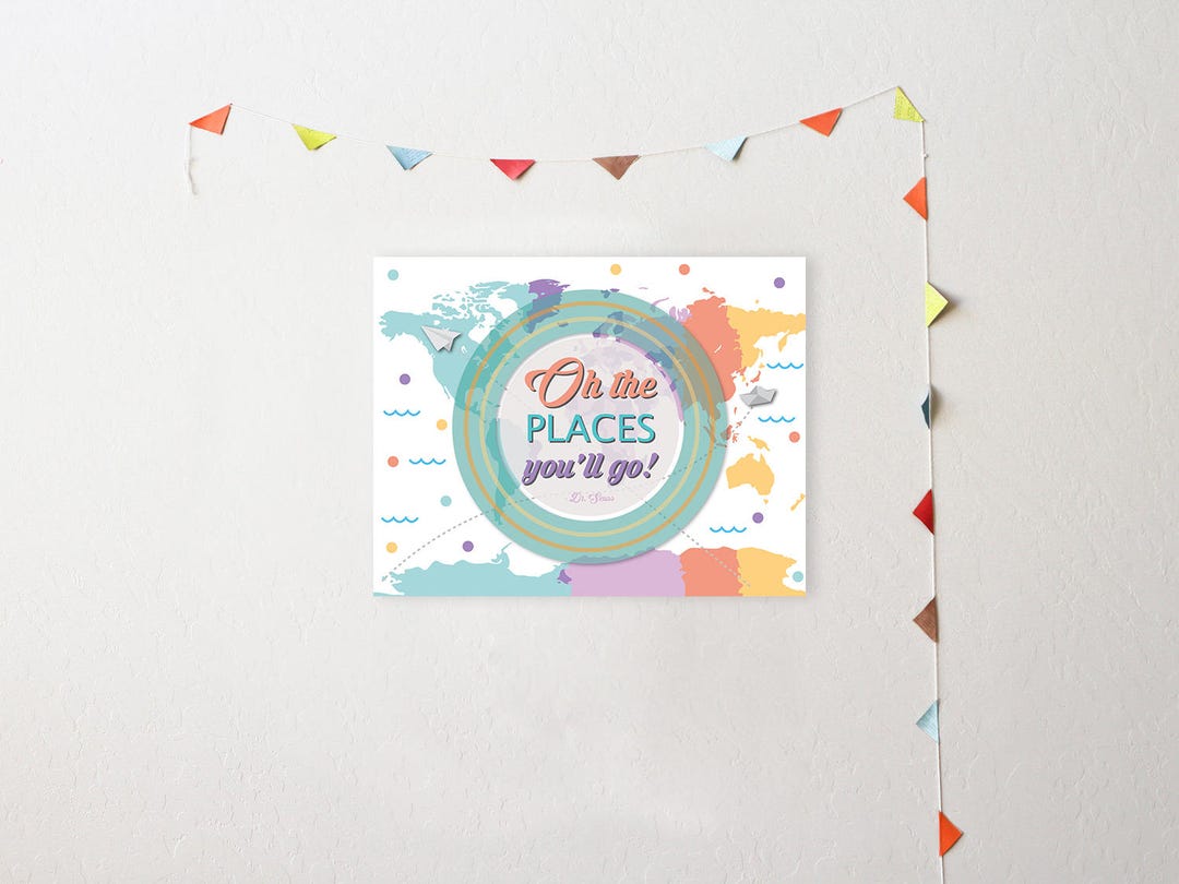 Oh the Places You'll Go, Dr Seuss Nursery Decor, Inspirational Poster ...