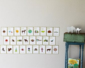 Animal Alphabet Wall Cards, Nature ABC Flash Cards Nusery alphabet classroom decor