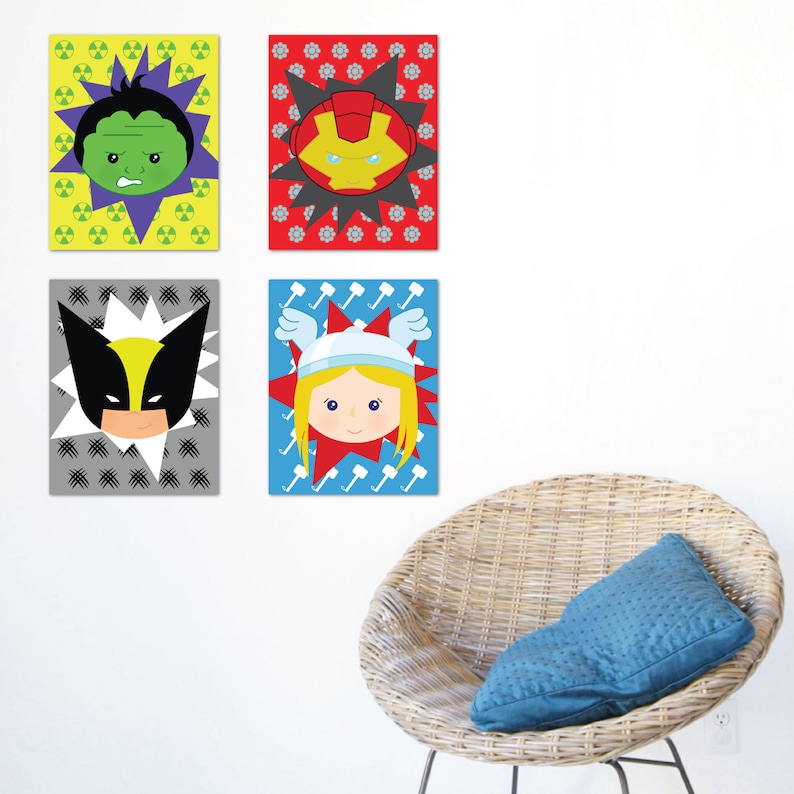 Superhero Nursery Marvel Wall Art Superhero Wall Art Teen Etsy