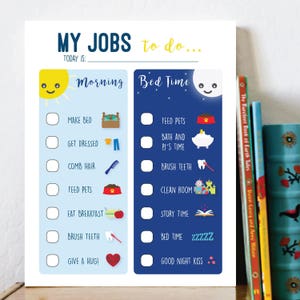 Afdrukbare routinegrafiek voor kinderen, takenlijst, routineklusschema voor ochtend- en bedtijdroutine, direct downloaden - afdrukbare plannerlijst