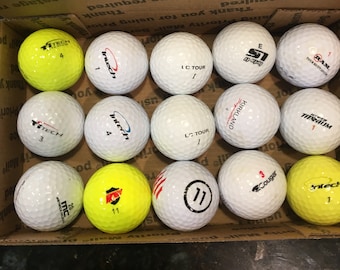 Used Misc Brand GOLF Balls - 12 White  -  3 Yellow -  Minor wear (Lot 1)
