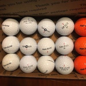Used TOP-FLITE GOLF Balls - 12 White and 3 Orange - Minor wear 15 golf balls total