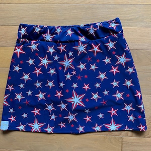 Star Struck Navy w Red / White Stars - Golf Skirt / Skort - Running / Jogging / Walking Boating Apparel Athletic Wear Spandex w/ Shorts