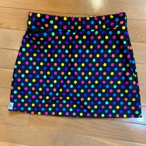 Polka Dot Tango Black w Pink Green Purple Blue - Golf Skirt / Skort - Running / Jogging / Walking Apparel Athletic Wear Spandex w/ Shorts