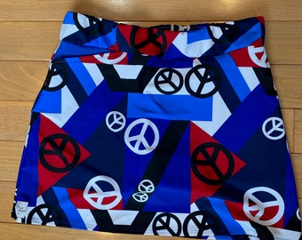Peace Blue / Red / White / Black Symbols -  Golf Skirt / Skort - Running / Jogging / Walking Apparel Athletic Wear Spandex Skirt with Shorts