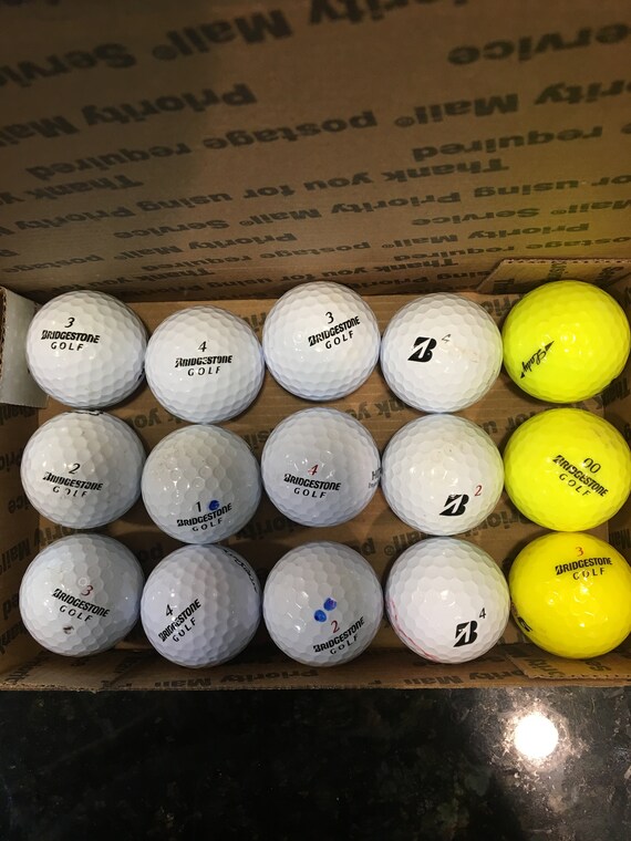 Used Bridgestone GOLF Balls 12 White 3 Yellow Minor Etsy