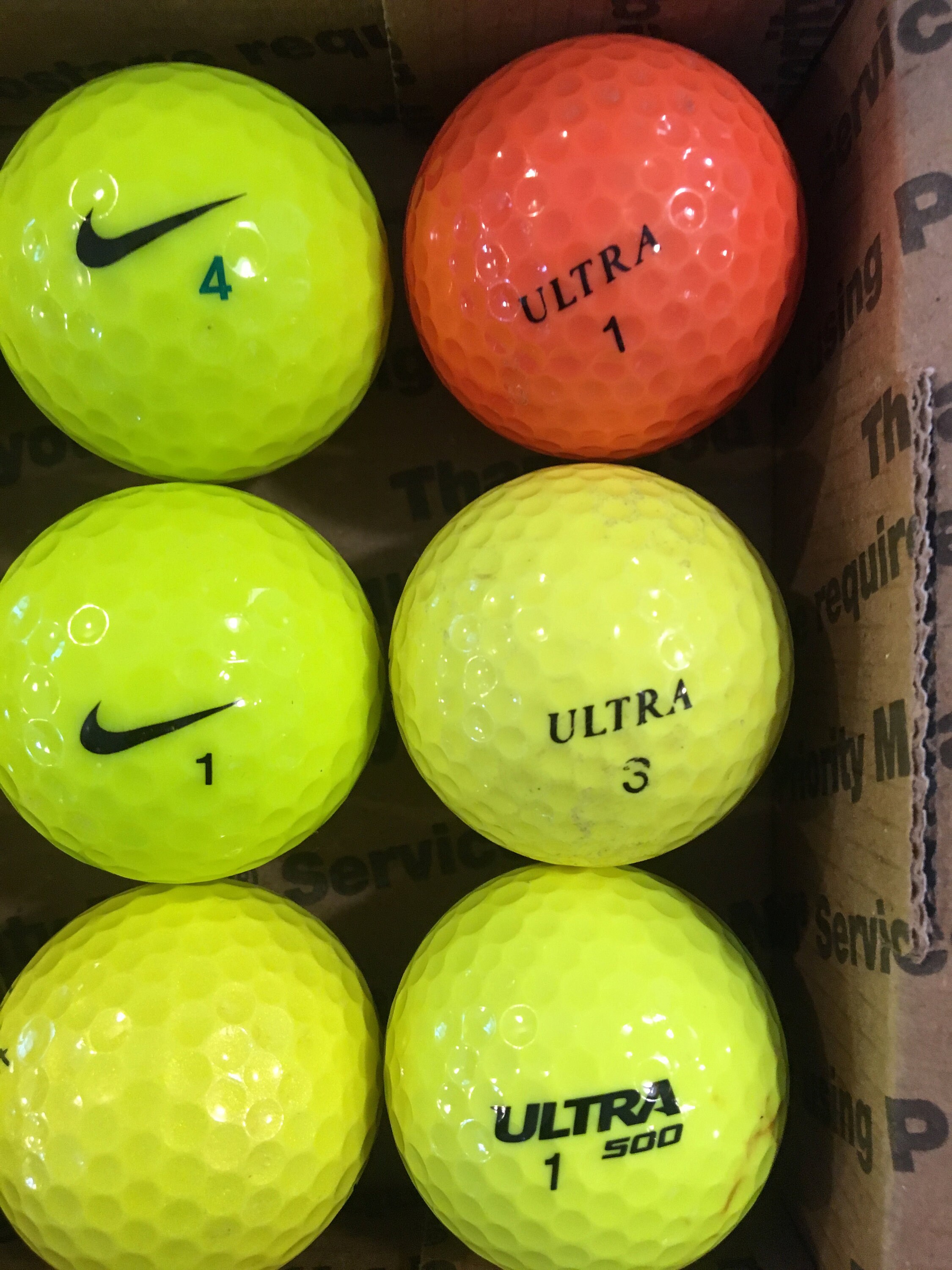 USED Srixon Slazenger Nike GOLF Balls 13 Yellow 1 Pink and 1