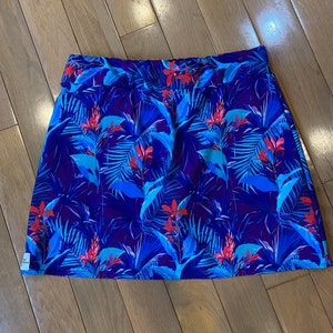 Blue Hawaii w/Pop of Pink -  Golf, Tennis, Running, Jogging, Boating Skirt Pocket & Attached Short (Skort) - Multi colored  Pink Blue Purple